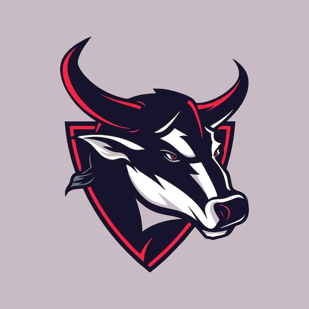 El logotipo del vector de esport toro en un fondo en blanco