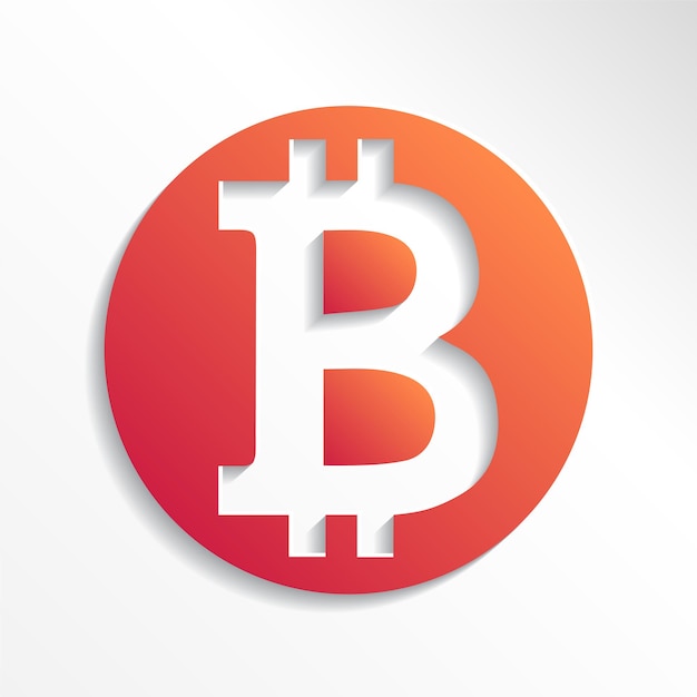 Logotipo de vector de estilo de papel de Bitcoin de moneda criptográfica, icono para web, pegatina para imprimir. Criptomoneda blockchain de Bitcoin.
