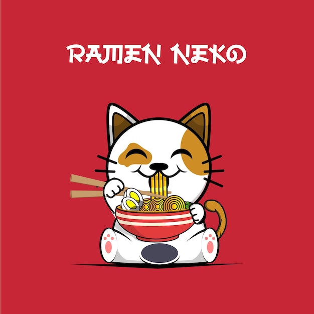 Logotipo de vector de fideos nekoramen