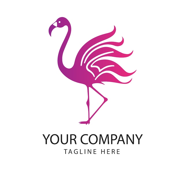 Logotipo de vector de flamenco aislado sobre fondo blanco