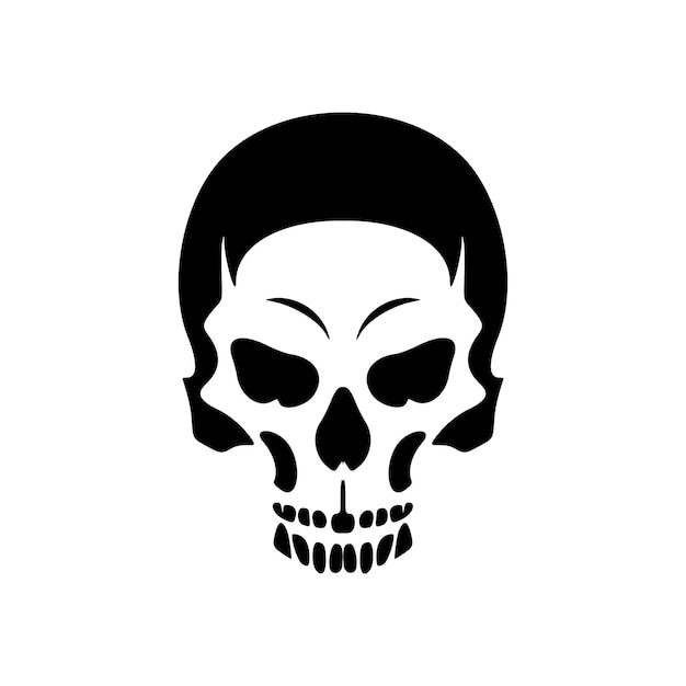 Un logotipo con un vector en forma de calavera en blanco y negro