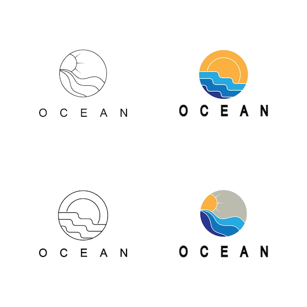 Logotipo del vector de forma redonda del océano