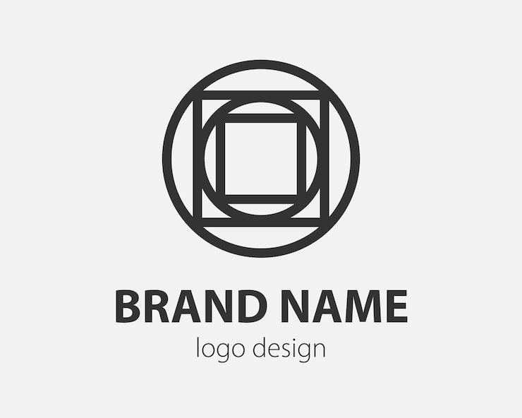 Vector logotipo de vector geométrico en un círculo. logotipo de estilo de alta tecnología para nano tecnología, criptomonedas y aplicaciones móviles en un diseño lineal simple.