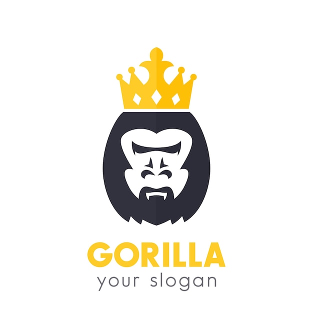Logotipo de vector de gorilla king en blanco