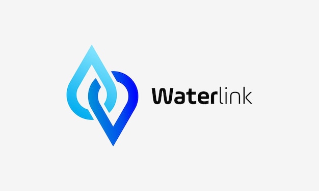 Logotipo vector goteo enlace de agua conexión líquido naturaleza fresca concepto entorno de diseño minimalista