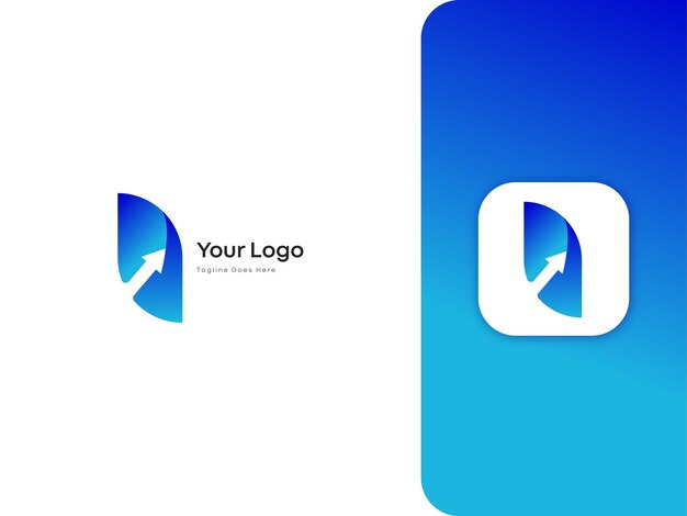 Logotipo de Vector gratuito de la letra I con una flecha hacia arriba que simboliza el crecimiento, la innovación y la mejora