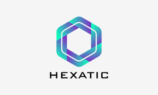 Logotipo vector hexagonal color azul emblema minimalista concepto de la compañía tecnología diseño seguro
