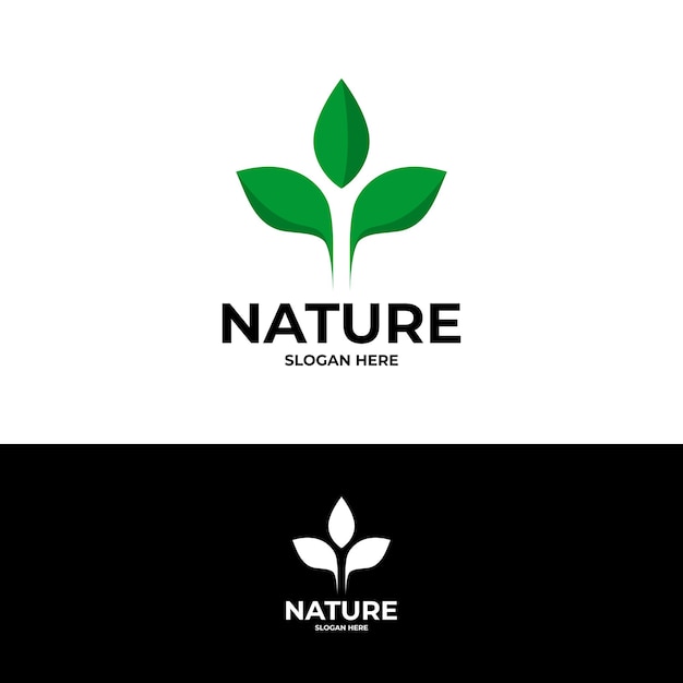 logotipo de vector de hoja de naturaleza