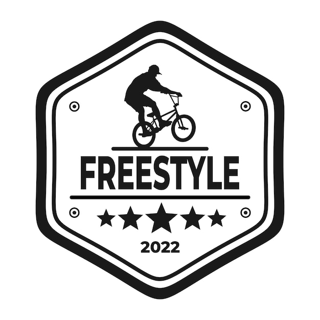 Logotipo de vector de ilustración simple de estilo libre de BMX