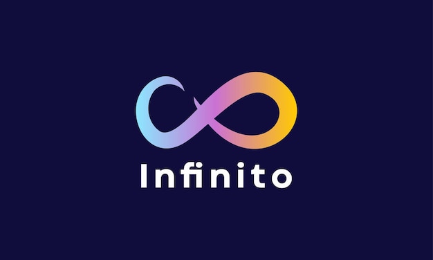 Logotipo vector infinito gradación de color concepto minimalista símbolo eternidad elemento de diseño tecnología de conexión enlace digital