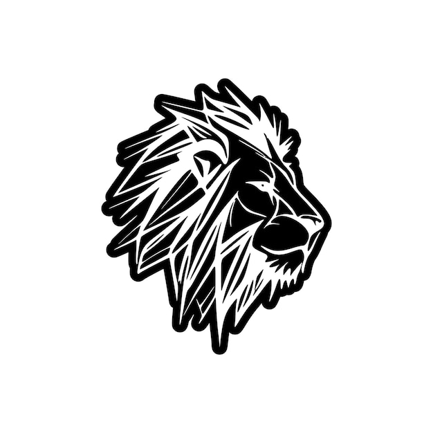 Logotipo de vector de león blanco y negro mínimo