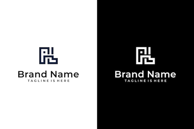 El logotipo del vector de línea PL abstracto moderno