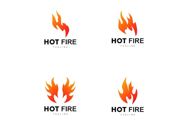 Logotipo Vector de llama caliente que quema fuego Ilustración de plantilla de diseño simple