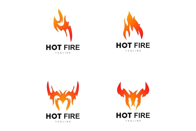 Logotipo Vector de llama caliente que quema fuego Ilustración de plantilla de diseño simple