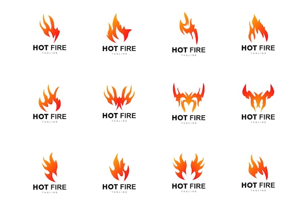 Logotipo Vector de llama caliente que quema fuego Ilustración de plantilla de diseño simple