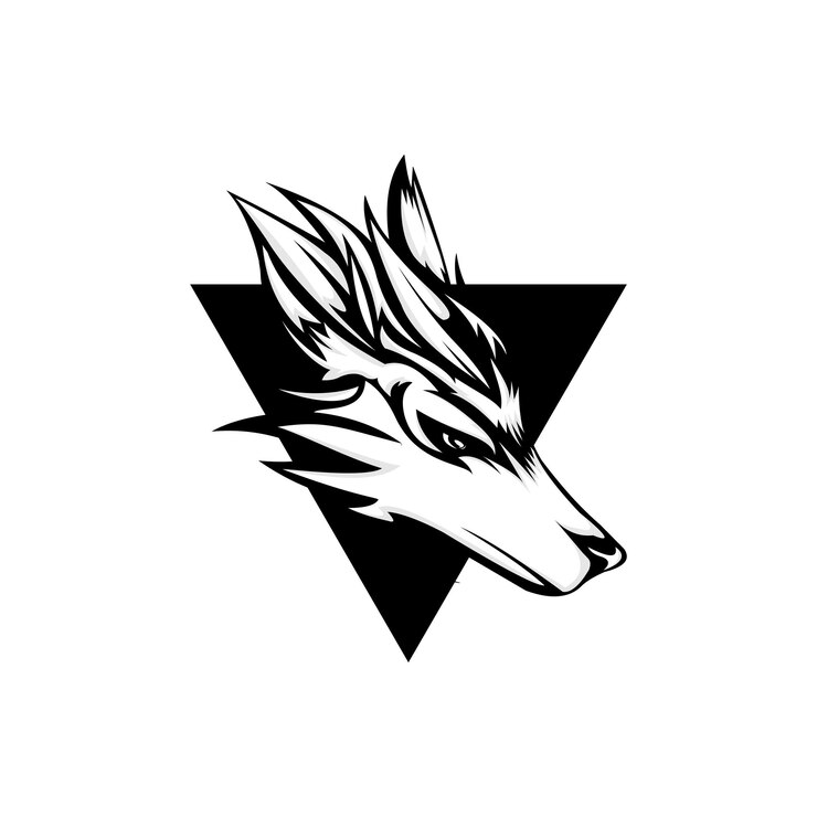 Vector logotipo del vector del lobo blanco y negro
