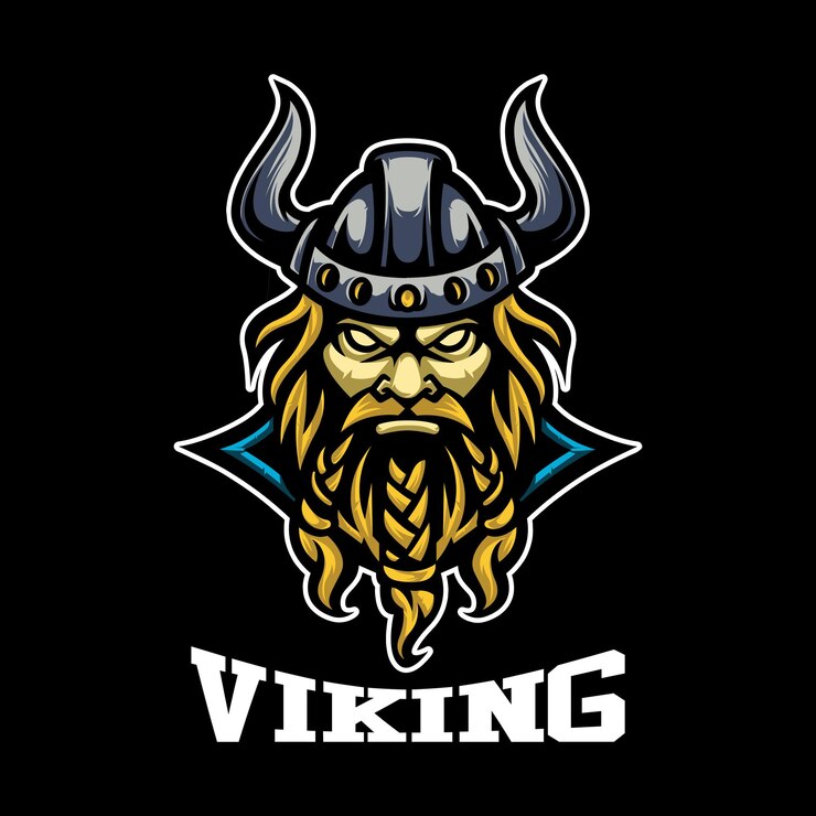 Vector logotipo de vector de mascota vikinga genial