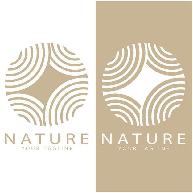 Logotipo de vector de naturaleza con árboles ríos mares montañas emblemas de negocios insignias de viaje salud ecológica