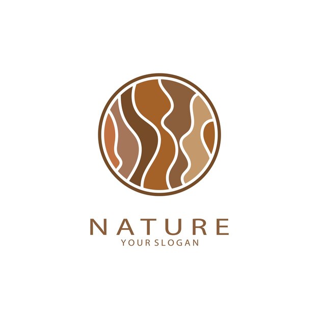 Logotipo de vector de naturaleza con árboles ríos mares montañas emblemas de negocios insignias de viaje salud ecológica