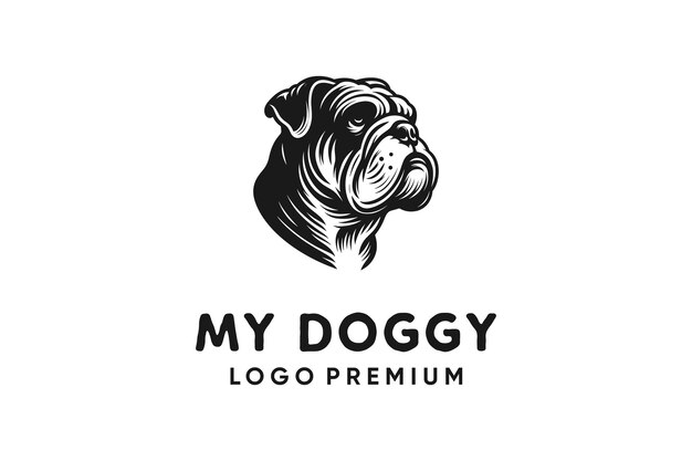 logotipo vector de perro de cabeza dibujado a mano