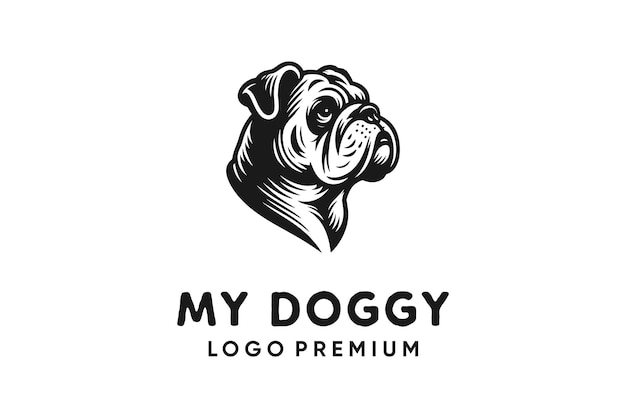 logotipo vector de perro de cabeza dibujado a mano