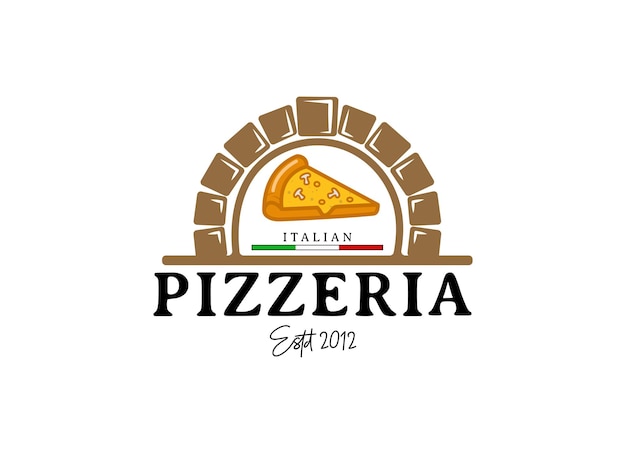 Logotipo de vector de pizza italiana para restaurante y comida rápida Servicio de entrega de pizza