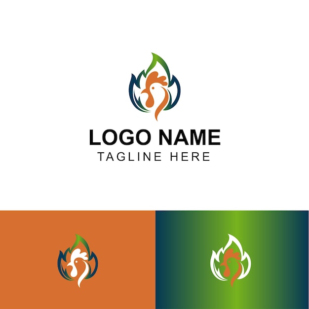 Logotipo de vector plano gratis para puesto de comida de gallo y restaurante