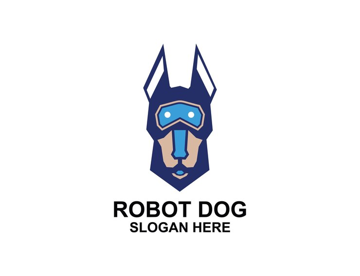 Vector logotipo de vector premium de perro robot