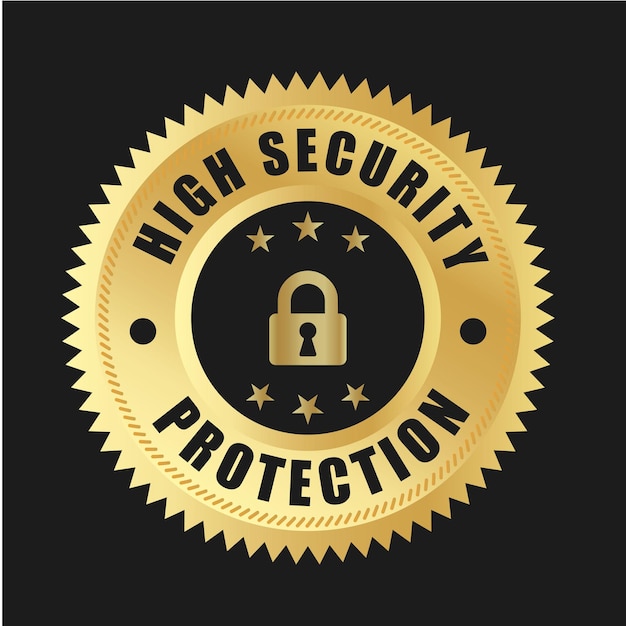 Logotipo de vector de protección de alta seguridad diseño de insignias de confianza de alta seguridad