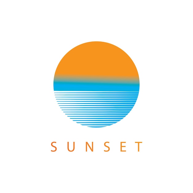 Logotipo de vector de puesta de sol de forma redonda aislada