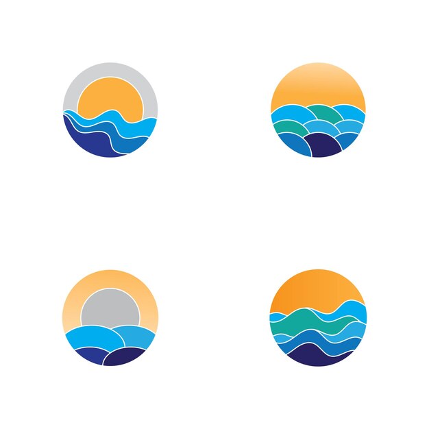 Logotipo de vector de puesta de sol de forma redonda aislada