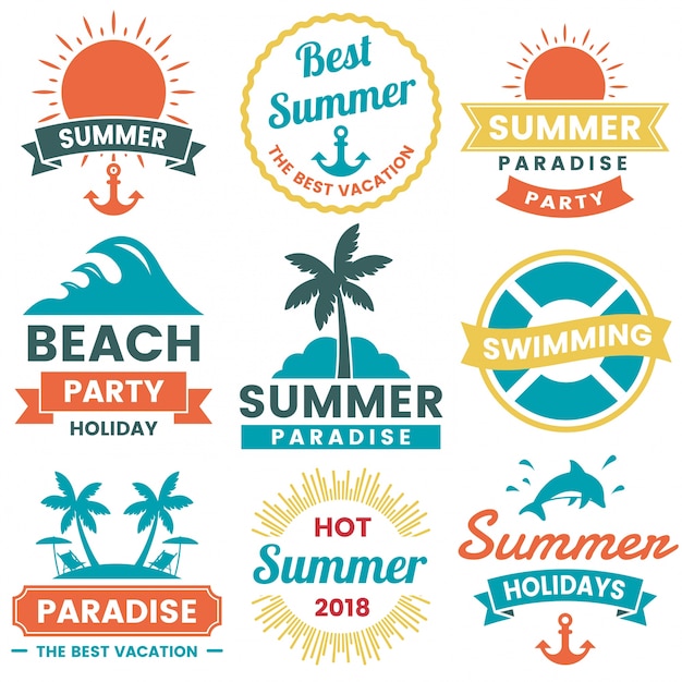 Logotipo de vector retro de verano para banner