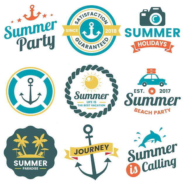 Logotipo de vector retro de verano para banner