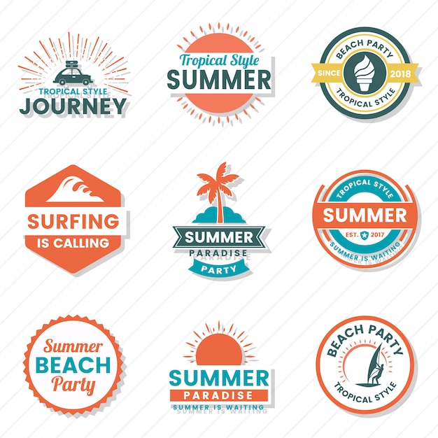 Logotipo de vector retro de verano para banner
