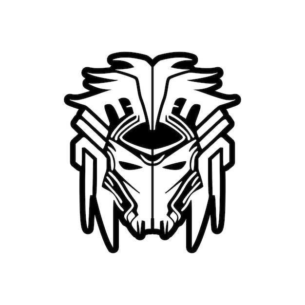 Logotipo de vector de robot con un diseño en blanco y negro contrastante