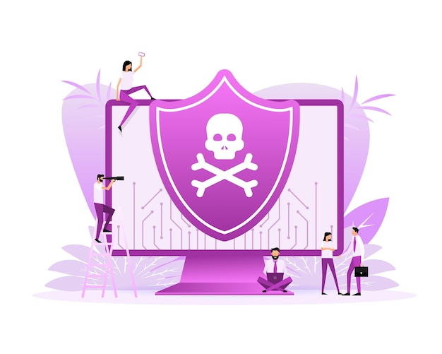 Logotipo de vector de seguridad cibernética con escudo y marca de verificación Ilustración vectorial