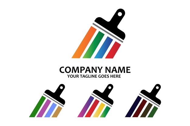 Logotipo de vector de símbolo de pintura de pincel de color simple
