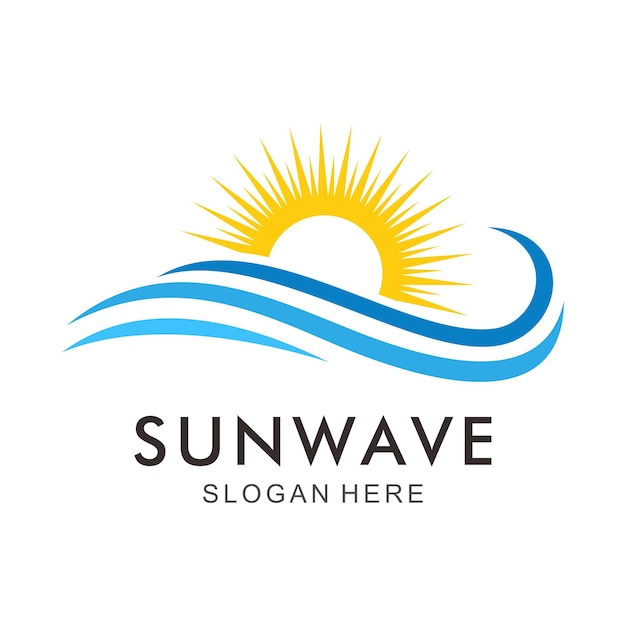 logotipo de vector de sol y agua