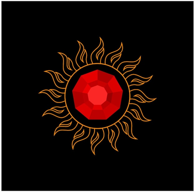 Logotipo de vector de sol y diamante rojo