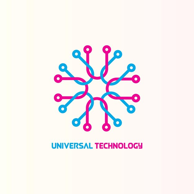 Vector logotipo de vector de tecnología universal. red, internet, computadora, icono web.