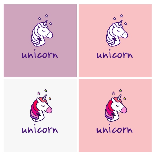 Vector logotipo de vector de unicornio aislado sobre fondo blanco