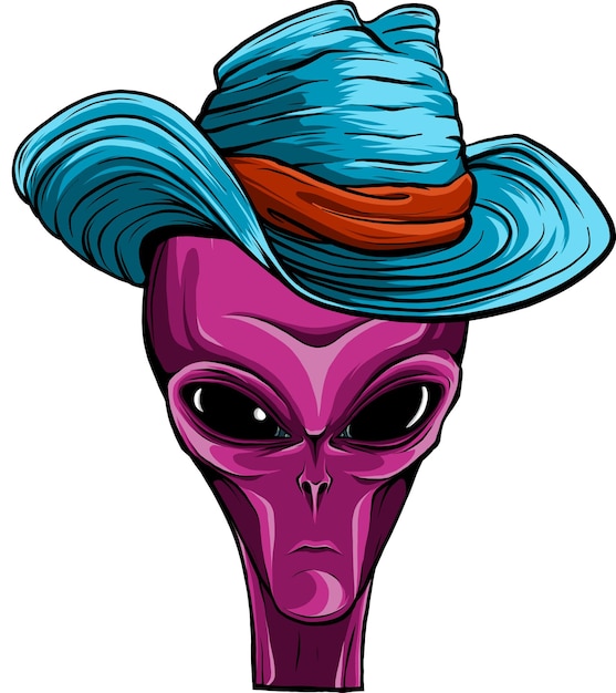 logotipo de vector de vaquero de cabeza alienígena