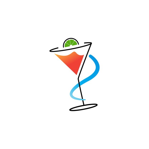 Logotipo vector de vidrio de cóctel minimalista sencillo