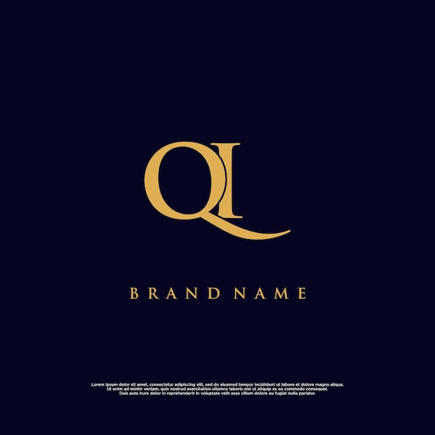 Logotipo vectorial abstracto QI de combinación moderna de lujo