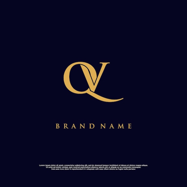 Logotipo vectorial abstracto QV de combinación moderna de lujo