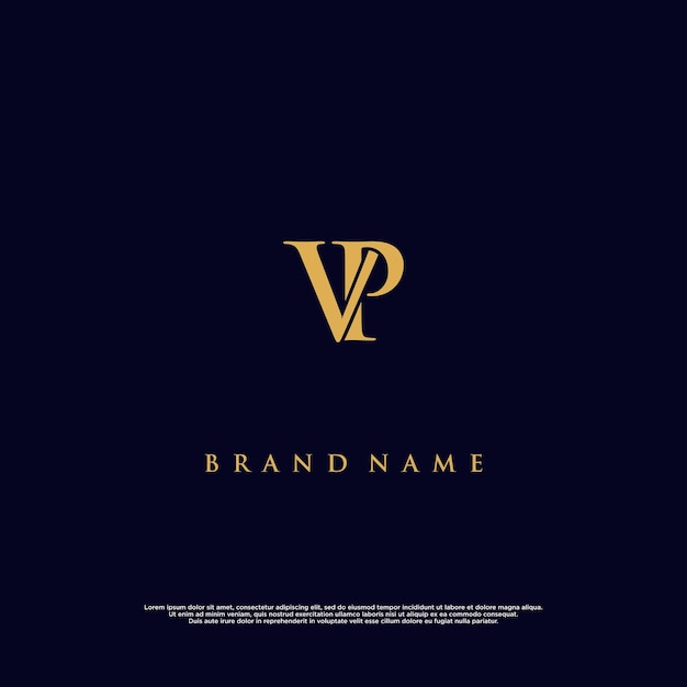 Logotipo vectorial abstracto VP de combinación moderna de lujo