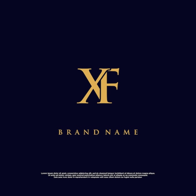Logotipo vectorial abstracto XF de combinación moderna de lujo