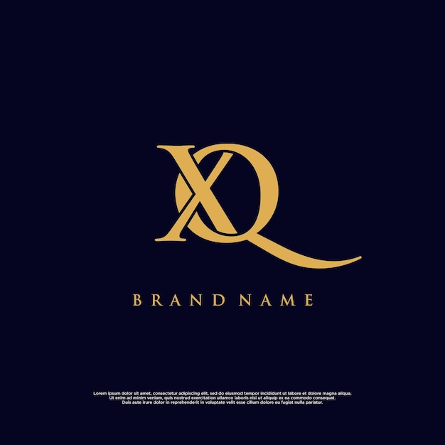 Logotipo vectorial abstracto XQ de combinación moderna de lujo