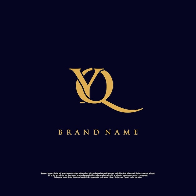 Logotipo vectorial abstracto YQ de combinación moderna de lujo