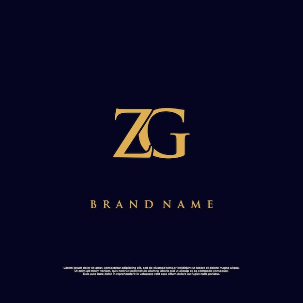 Logotipo vectorial abstracto ZG de combinación moderna de lujo